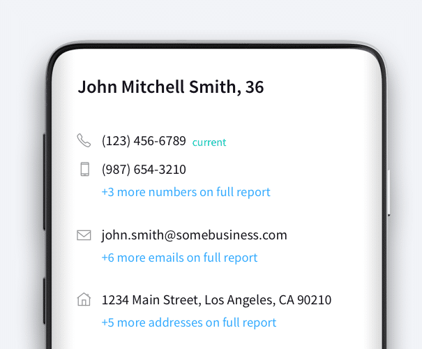 An example of Endato’s API showcasing information on John Mitchell Smith